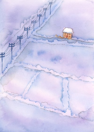神の目には、私たちの土地はしばしば荒涼とした風景のようであり、子供たちが本当に大切にされている場所はほとんどありません。2003年（紙にw - c） 作： Elizabeth Wang