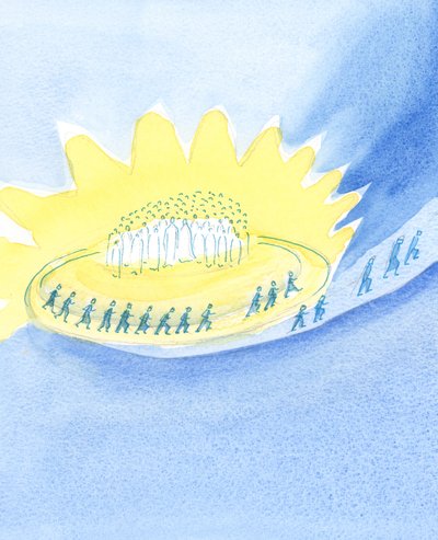 地上の生活では、2003年にキリストと聖人を完全に見渡してレースを行っているかのようです（紙にw - c） 作： Elizabeth Wang