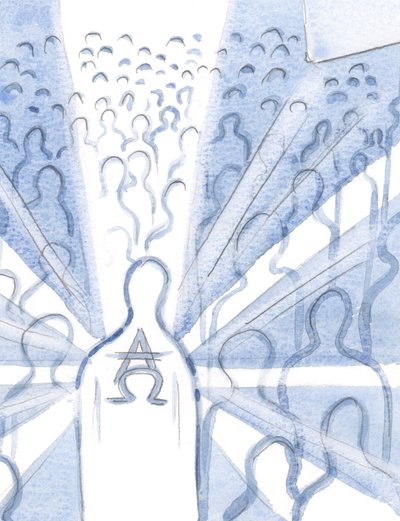 聖三位一体を崇拝する魂の中で、神は最初で最後であり、アルファとオメガは、2000年の神の意志への魂の同意によってそこに即位しました（紙にw - c） 作： Elizabeth Wang