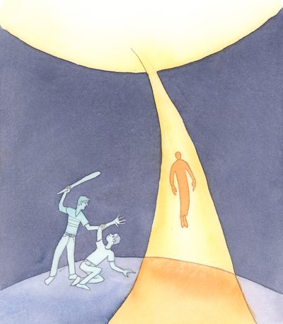 私たちが死ぬときに魂を天国に運ぶのは聖霊、愛の霊です、2004年（紙にw - c） 作： Elizabeth Wang