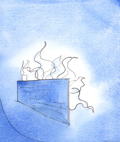 それはまるで、神との私的な結合において、一人一人の「心」が巨大な壁の後ろに守られているかのようです。それでも、そこに燃える慈善と喜びの火は、遠くから垣間見ることができます、2003（w - c on 作： Elizabeth Wang