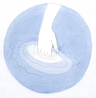 ぬるま湯に浸した手がほとんど変化を感じないように、神聖な命に満ちた魂は、平和で永遠の栄光の中でキリストを受け入れます。、2001年（紙にw - c） 作： Elizabeth Wang