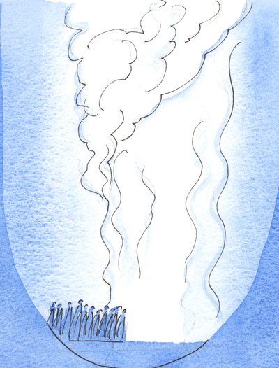 モーセの時代の神の民が火柱に導かれたように、今日の真の瞑想は、2003年の強い甘い火のように内部に導かれることができます（紙にw - c） 作： Elizabeth Wang