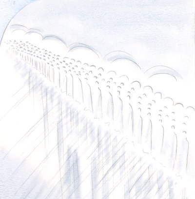 キリストが聖体拝領で私の魂を天使と聖人の崇拝と結びつけるとき、私の喜びは溢れています、2000年（紙にw - c） 作： Elizabeth Wang