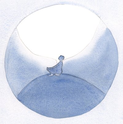かつて、祈りの中で座って、自分自身や他の人に要求をして、私は半分天国で休んでいた、それは完全に平和に見えた。、2001年（紙にw - c） 作： Elizabeth Wang