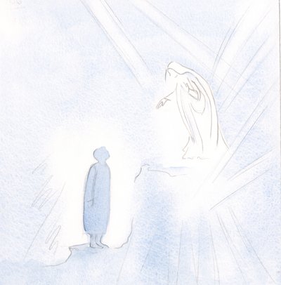 私たちの祝せられたお嬢様は、恵みと神聖さにおいて私たちよりはるかに上にいますが、私たちは彼女に近づくことを恐れてはなりません。、2001年（紙にw - c） 作： Elizabeth Wang