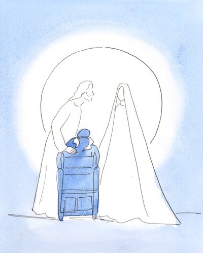 私たちの祝せられたお嬢様は私と一緒に、息子と一緒にイースターの挨拶をしました。彼らは両方とも、彼らに会うことの私の喜びと、彼らが天国で幸せであることを知ることの私の喜び、2003年（紙にw - c）に喜んでいました。 作： Elizabeth Wang
