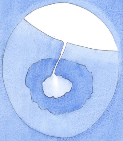 私たちの魂は、地球の奥深くに隠された洞窟のようなものです。その壁は利己的である堅固な「岩」です。信仰は道を開く、2002年（紙にw - c） 作： Elizabeth Wang