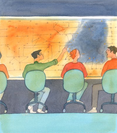 地球の一部は再び暗闇の中にあります、2004年（紙にw - c） 作： Elizabeth Wang