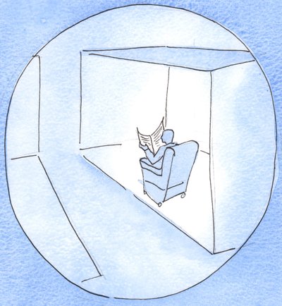 他の人と一緒に祈るときに心を開かない人は、戸口を一瞥するだけで、他の人に挨拶するために立ち上がらない人のようなものです、2003年（紙にw - c） 作： Elizabeth Wang