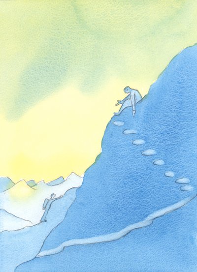 祈りの中で「高く」され、主から他の人を導くように頼まれた人は、山腹の登山家のようで、「このように来なさい」または「その尾根をたどらないでください」と呼びかけることができます。 作： Elizabeth Wang
