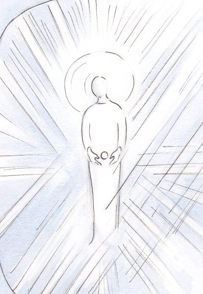 セントアンは彼女の子宮の中でホストのように無原罪の者を思いついた。神の母となる聖母マリア、2000年（紙にw - c） 作： Elizabeth Wang