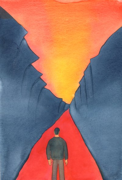 クリスチャンの生活は、キリストへの信頼、罪をあきらめ、暗闇の中でさえ彼の道をたどり、そして天の栄光に向かって動くことから成ります、2003年（紙にw - c） 作： Elizabeth Wang