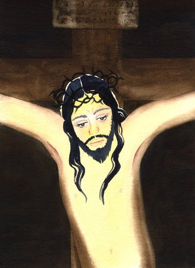 はりつけ、2001年（紙にw - c） 作： Elizabeth Wang