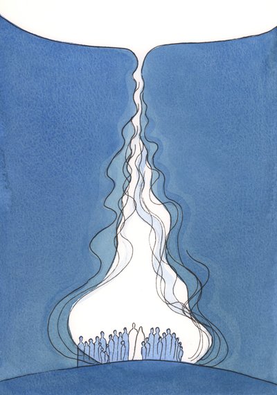 祈りの大炎、2001年（紙にw - c） 作： Elizabeth Wang