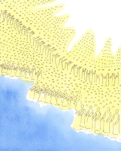 天国の聖人たちは、神に立ち返り、まだ神聖さを求めて努力している私たちのために祈ることができる良い場所にあります、2004年（紙にw - c） 作： Elizabeth Wang