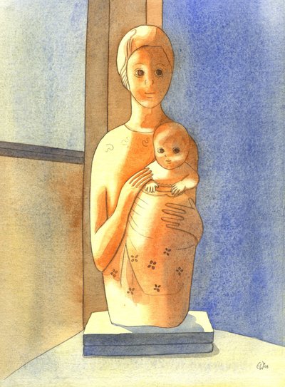 聖母子、2001年（紙にw - c） 作： Elizabeth Wang