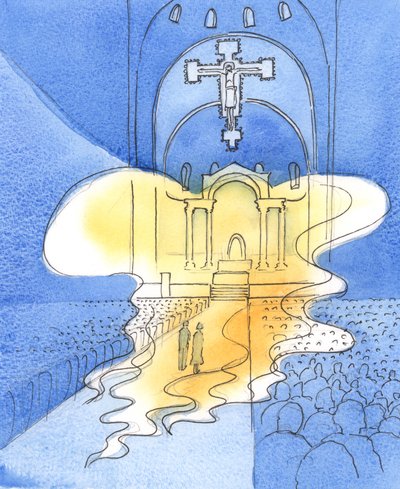 私たちがミサで賛美するすべての神聖で荘厳な神は、彼の息子であるキリストを通して、2003年にここにいます（紙にw - c） 作： Elizabeth Wang