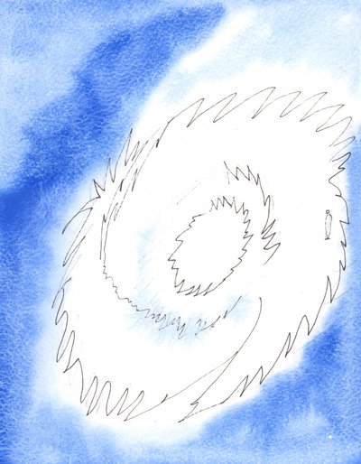 神の頭の熾烈な純粋さは、火の三輪の燃える輝きとして描くことができます-私たちが入るでしょう、2003年（紙にw - c） 作： Elizabeth Wang