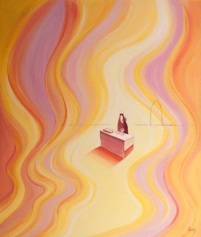 ミサでのキリストの栄光は、2001年の聖域を照らす火のようなものです（船内の油） 作： Elizabeth Wang