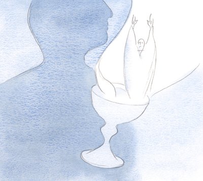 心は聖杯のようであり、それがキリストを含む父に捧げられたとき、汚れのない犠牲者と犠牲。、2001年（紙にw - c） 作： Elizabeth Wang