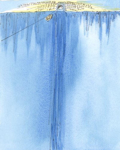 生から死への旅は、2004年に2つの山の間をケーブルカーで移動するようなものです（紙にw - c） 作： Elizabeth Wang