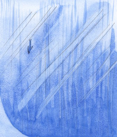死後、神を拒絶する者は、石のように無限の深淵に「落ちる」。、2001年（紙にw - c） 作： Elizabeth Wang
