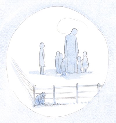 隅にとどまった涙の子供は、自信を欠いただけでなく、信頼も欠いていました。それは自己夢中でした。ですから、私たちが自己中心的であるならば、それは私たちと共にあります。精神的な生活の中で、2000年（紙にw - c） 作： Elizabeth Wang