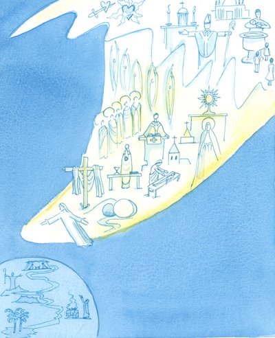 教会の生涯は、神の永遠の計画の一部としてのキリストの「目覚め」に従います：使徒と聖人、目に見える教会、カトリックの生活と文化と献身、2003年（紙にw - c） 作： Elizabeth Wang