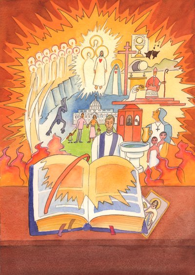 カトリック信仰の全体はミサ典書に含まれており、2003年の典礼で祝われています（紙にw - c） 作： Elizabeth Wang