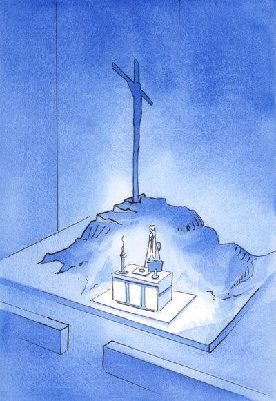 これは私の血の杯です」：カルバリーの犠牲は2001年のすべてのミサで再提示されます（紙にw - c） 作： Elizabeth Wang