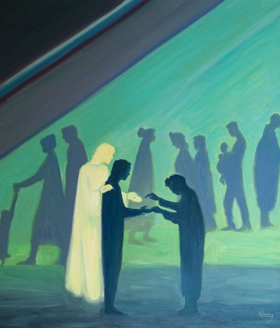私たちの最小の言葉と行動を通して、キリストは他の人々への彼の愛を示します、2000年（船上の油） 作： Elizabeth Wang