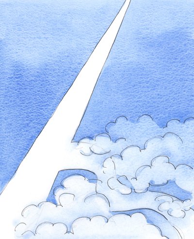 天国に直結する狭い道を見つけるまで、それはまるで私たちが未知の道を、曇りの地域で、暗闇の中でさまよっているかのようです。2003年（紙にw - c） 作： Elizabeth Wang