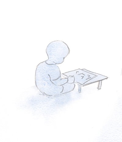 真理そのものと比較すると、神の真理を分かち合うための私の努力はすべて、子供が作ったいくつかの不器用な印のようなものです。、2000年（紙にw - c） 作： Elizabeth Wang