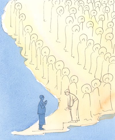 私たちが祈りを通して特定の聖人に特別な助けを求めるときはいつでも、それはまるで聖人たちがその天の友人が彼らの中から降りて来るためのスペースを作って、私たちに「あなたを助けるために何ができるか」と尋ねるようなものです。 作： Elizabeth Wang
