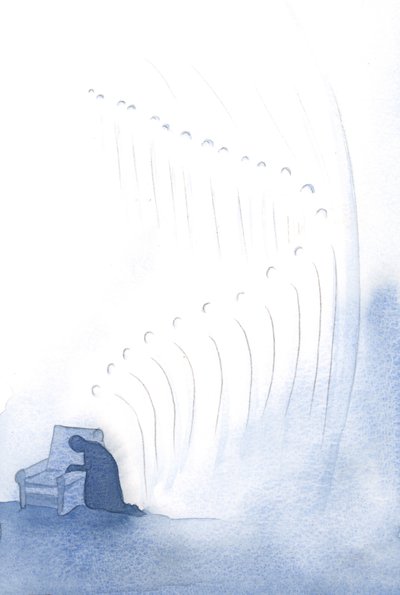 私たちが礼拝するところはどこでも、天使たちは私たちの敬虔な言葉と身振りで私たちに同行し、私たちの父であり創造主である神の前でお辞儀をします。、2001年（紙にw - c） 作： Elizabeth Wang