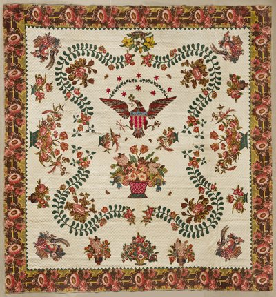 メダリオンキルト、1830年頃（綿） 作： Elizabeth Welsh