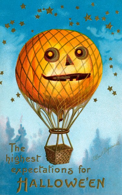 ハロウィンパンプキンの熱気球 作： Ellen Hattie Clapsaddle