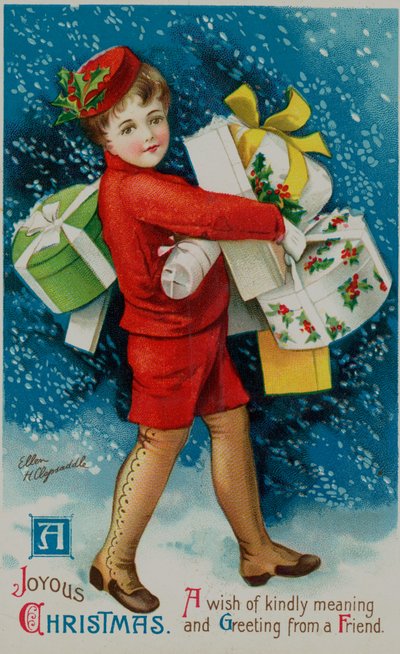 アメリカのクリスマスカード 作： Ellen Hattie Clapsaddle
