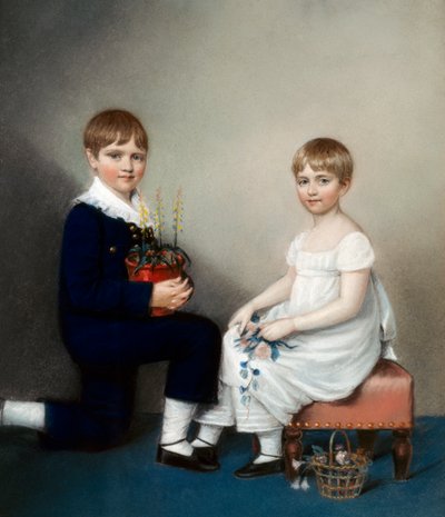 Charles (seis anos) e Catherine Darwin (óleo sobre tela) 作： Ellen Sharples
