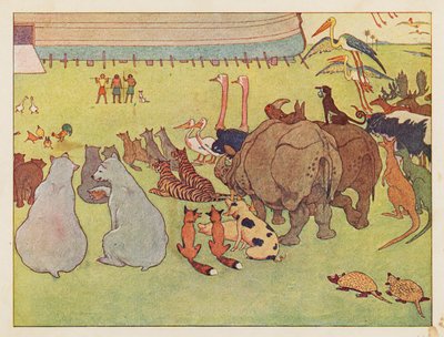 ノアの方舟動物たちの組み立て（カラーリトグラフ） 作： Elmer Boyd Smith