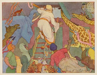 ノアの方舟初めて見る陸地（カラーリトグラフ） 作： Elmer Boyd Smith
