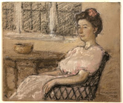 ピンクの服を着た女性 作： Elmer Livingston MacRae