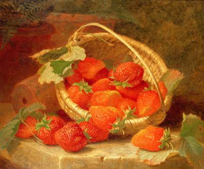 石の棚にイチゴのバスケット、1888 作： Eloise Harriet Stannard