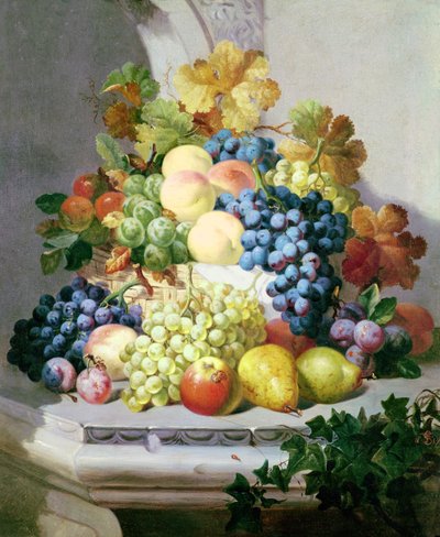 ぶどうと梨のある静物 作： Eloise Harriet Stannard