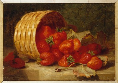 棚の枝編み細工品バスケットのイチゴ、1895 作： Eloise Harriet Stannard