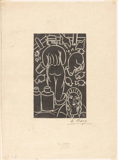 農家と農家の妻 作： Else Berg (signed by artist)