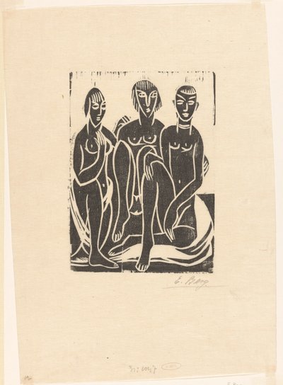 3 人の女性 作： Else Berg (signed by artist)