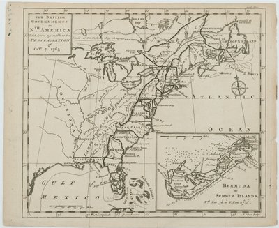 J.ギブソンによって刻まれた北アメリカの英国政府の地図 作： Emanuel Bowen