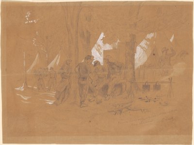 キャンプ エルスワース、アレクサンドリア近郊 - 5 ズアーブ 作： Emanuel Gottlieb Leutze